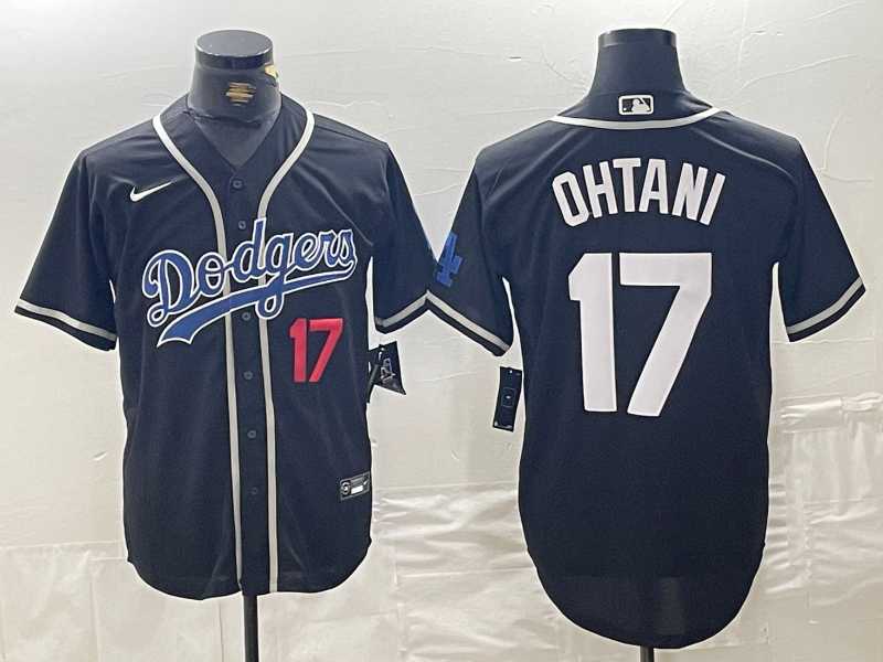 Mens Brooklyn Dodgers #17 Shohei Ohtani Black Cool Base With Patch Stitched Baseball Jerseys